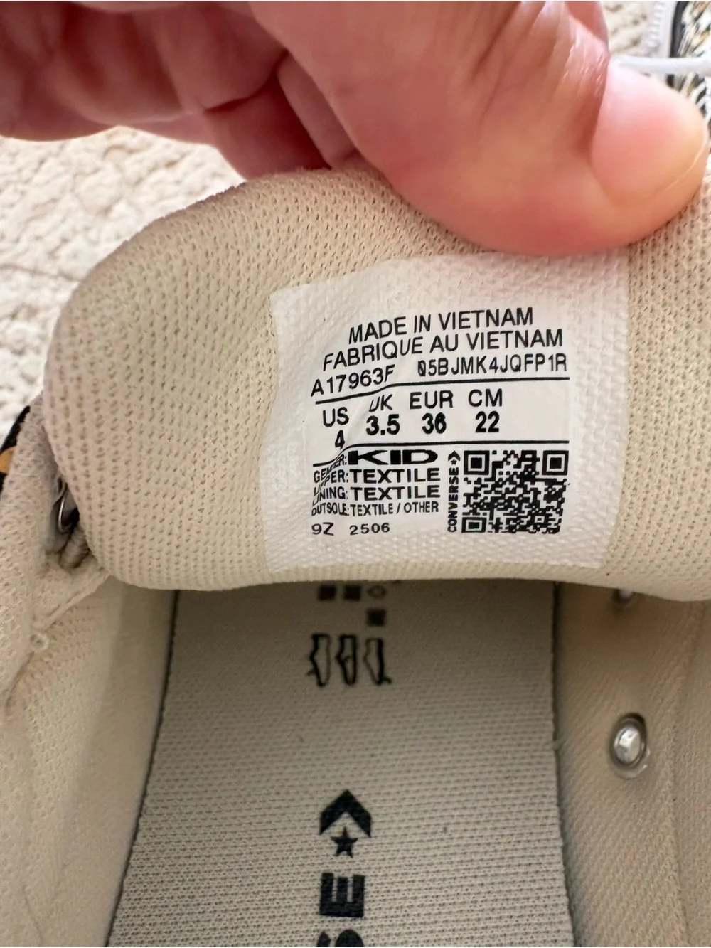 Converse Kids Leopard Print Low Top Sneakers in White, Black, Tan